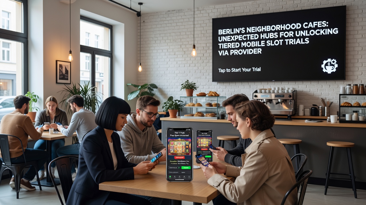 Innenansicht eines Berliner Cafés mit Fokus auf mobile Nutzung und Netzwerkverbindungen