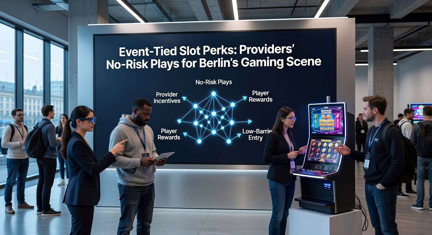 Bunte Slot-Maschinen mit Berliner Event-Elementen wie dem Brandenburger Tor und Festival-Lichtern im Hintergrund