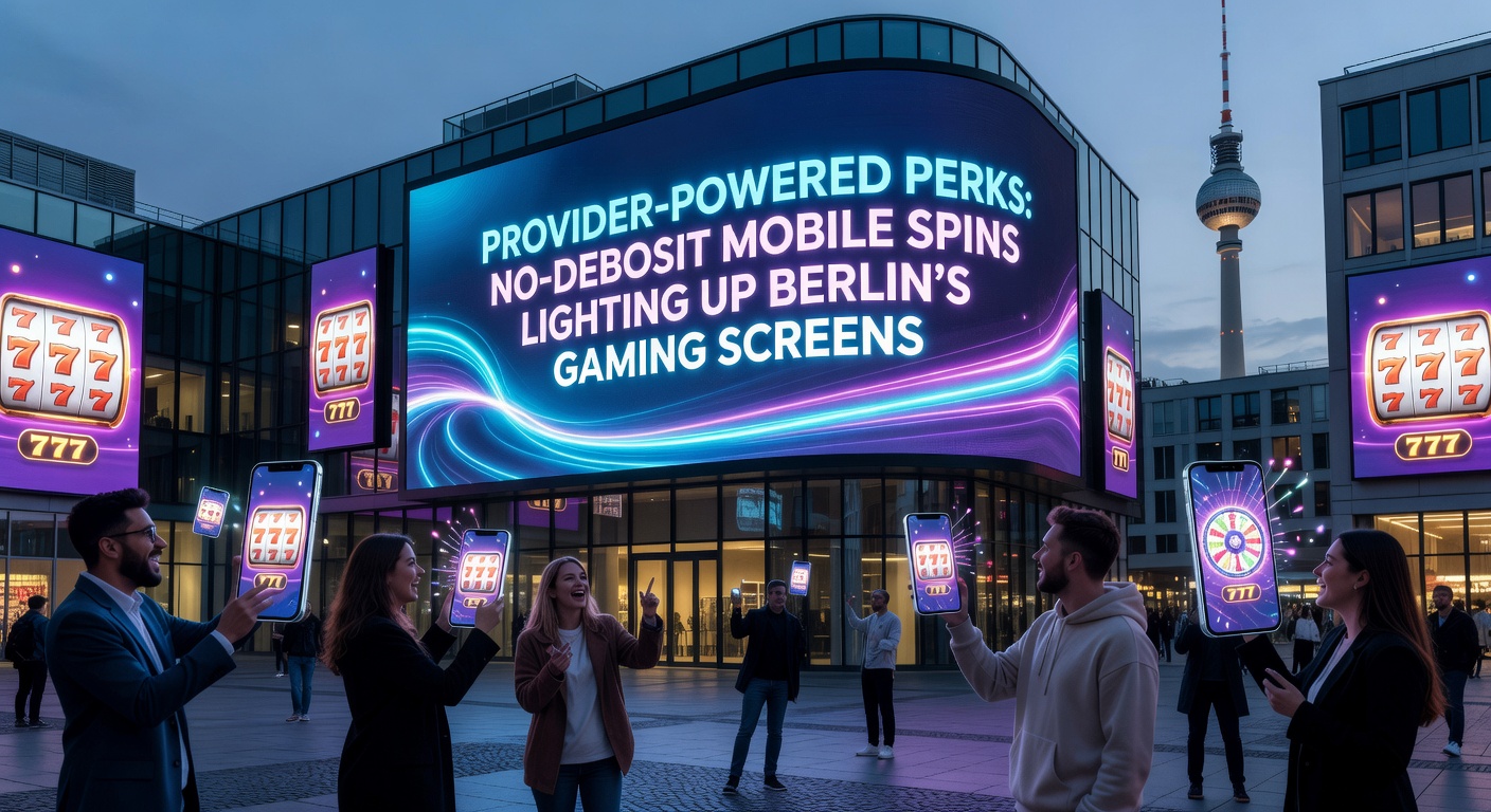 Berliner Gamer tippen auf leuchtende Mobile-Slot-Apps, inmitten urbaner Vibes mit Provider-Boni im Vordergrund